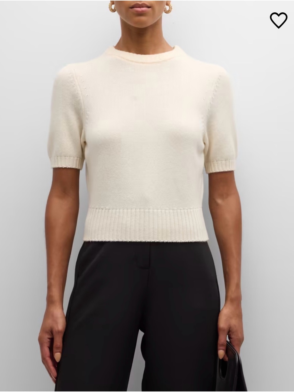 Toccin Cream Elsie Short-Sleeve Crewneck Sweater Size S $295 - Picture 2 of 7
